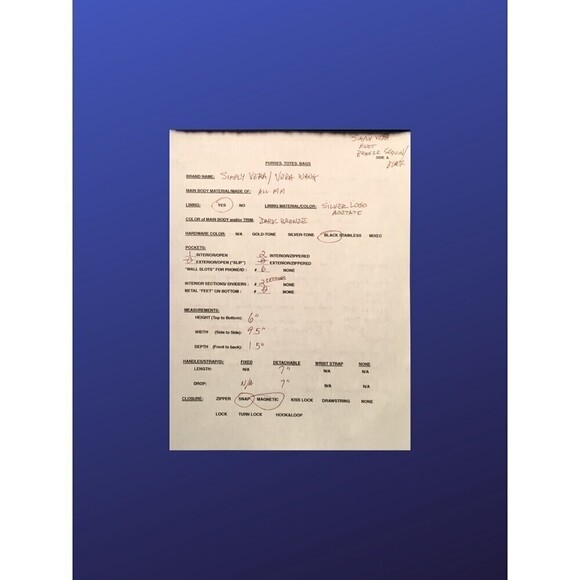 SIMPLY VERA/VERA WANG “Miranda” Sequin Clutch Handbag Purse, BRONZE/BLACK, NWOT - Picture 9 of 10